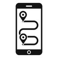 Smartphone bike route icon, simple style