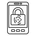 Smartphone biometric authentication icon, outline style
