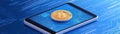 Smartphone bitcoin display, exploring mobile cryptocurrency investment and financial technology