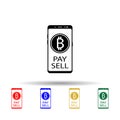 Smartphone, bitcoin, sell multi color style icon. Simple glyph, flat vector of mobile concept icons for ui and ux, website or