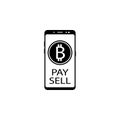 smartphone, bitcoin, sell vector icon for websites and mobile minimalistic flat design