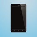 Smartphone with black blank screen on blue background Royalty Free Stock Photo