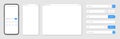 Smartphone, blank internet browser window with various search bar templates. Web site engine with search box, address Royalty Free Stock Photo