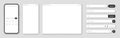 Smartphone, blank internet browser window with various search bar templates. Web site engine with search box, address Royalty Free Stock Photo