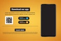 Smartphone with blank screen for download app with qr code