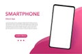 Smartphone with blank screen with pink tones Realistick cell phone can be a template for infographics or presentation of