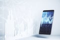 Smartphone with blank screen and stock analytics interface Royalty Free Stock Photo