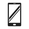 Smartphone bold black silhouette icon isolated on white. Cell phone with touchscreen pictogram. Royalty Free Stock Photo