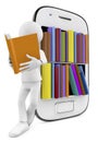 Smartphone Bookcase with Multicolor books and man reading