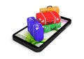 Smartphone booking vacancy suitcase application