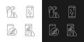 Smartphone breakdowns black linear icons set for dark and light mode