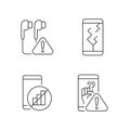 Smartphone breakdowns linear icons set