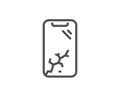 Smartphone broken line icon. Phone crash sign. Mobile device. Vector