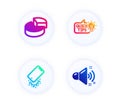 Smartphone broken, Pie chart and Education idea icons set. Loud sound sign. Phone crash, 3d graph, Quick tips. Vector Royalty Free Stock Photo