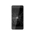 Smartphone with broken screen. Crashed phone monitor requires re