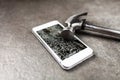 Smartphone with broken screen Royalty Free Stock Photo
