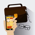 Smartphone businessman cv glasses suitcase pen icon