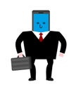 Smartphone businessman isolated. phone boss. Vector illustration