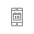 Smartphone calendar line icon Royalty Free Stock Photo