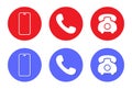 Smartphone, call, and telephone icon vector in circle. Mobile phone, calling, vintage gadget sign symbol Royalty Free Stock Photo