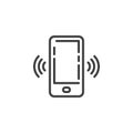 Smartphone call, vibrating line icon Royalty Free Stock Photo