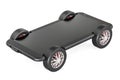 Smartphone on car wheels, 3D rendering