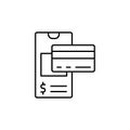 Smartphone card icon. Simple line, outline vector of phone application icons for ui and ux, website or mobile application