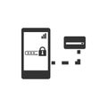 Smartphone, card, password vector icon. Security vector icon