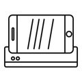 Smartphone charger holder icon, outline style Royalty Free Stock Photo