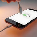 Smartphone charging process Royalty Free Stock Photo