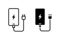 Smartphone charging vector icon set. Charge, battery symbol Royalty Free Stock Photo
