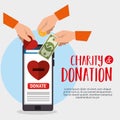 Smartphone with charity donation online