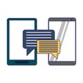 Smartphone chat bubbles symbol blue lines Royalty Free Stock Photo