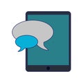 Smartphone chat bubbles symbol blue lines Royalty Free Stock Photo