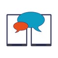 Smartphone chat with bubbles symbol blue lines Royalty Free Stock Photo