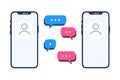 Smartphone chatting, sms, consulting, help, and communication interface concept. Conversation, social or media app. Chat dialogues