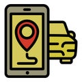 Smartphone city car sharing icon, outline style
