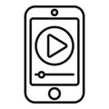 Smartphone clip edit icon outline vector. Video film