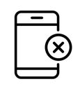 Smartphone close vector icon, delete error symbol. Request denial Modern simple flat sign for web site or mobile app Royalty Free Stock Photo