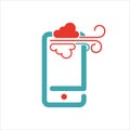 Smartphone cloud computing icon vector illustration. Royalty Free Stock Photo
