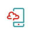 Smartphone cloud computing icon vector illustration. Royalty Free Stock Photo