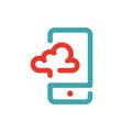 Smartphone cloud computing icon vector illustration. Royalty Free Stock Photo