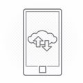 Smartphone cloud info exchange line icon