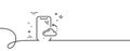 Smartphone cloud line icon. Phone backup sign. Mobile device. Continuous line with curl. Vector