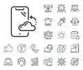 Smartphone cloud line icon. Phone backup sign. Mobile device. Place location, technology and smart speaker. Vector