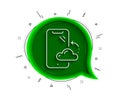 Smartphone cloud line icon. Phone backup sign. Mobile device. Vector