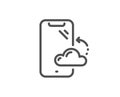 Smartphone cloud line icon. Phone backup sign. Mobile device. Vector