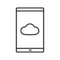 Smartphone cloud storage linear icon