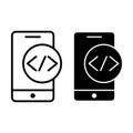 Smartphone Code Black Icon Bundle for Development and Mobile Software Tools Royalty Free Stock Photo