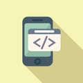 Smartphone code developer icon flat vector. Build team coder